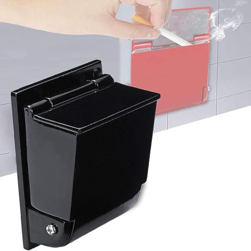 Wandaschenbecher Kleiner Wandaschenbecher außen mit Faltgelenk leicht zu reinigen und zu saugen Wandcontainer Black Geschenke für Papa Freund Freund für zu Hause Wohnzimmer (Schwarz)