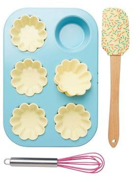 Lakeland Kids’ Cupcake 4 Piece Baking Set – Includes Tray Spatula Cases & Whisk Dishwasher Safe