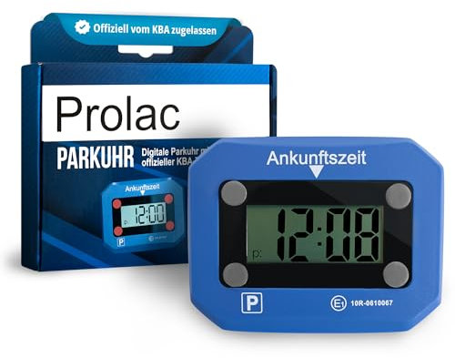 PROlac Elektronische Parkscheibe mit offizieller KBA Zulassung – Intelligente Parkscheibe elektrisch mit Zulassung – Digitale Parkscheibe Auto mit Nachtmodus und Taktungseinstellung