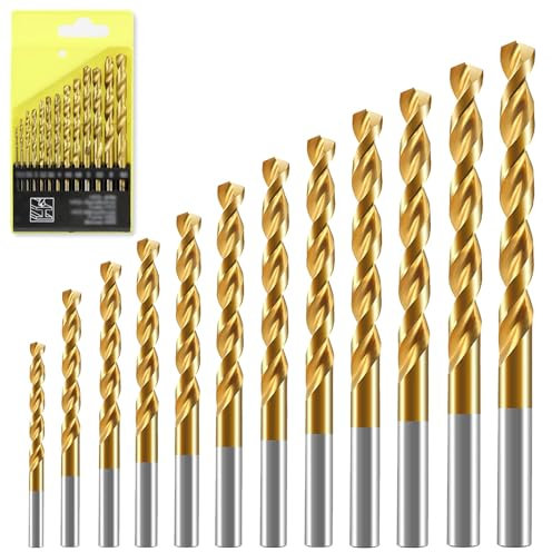 Metal Drill Bits, (13Pcs, 1.5mm-6.5mm) M35 Cobalt Titanium Coated Metal Bits Tool Hss Drill Bit Set, Metric High Speed Steel Twist Cobalt Drill Bit Set for Drilling Wood, Metal & Plastic