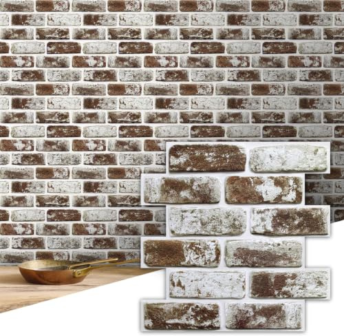 Commonomy 10 stycken 3D-väggpaneler självhäftande stenliknande, 30 x 30 cm, PVC-tegel 3D-tapet stenliknande stentapet självhäftande väggbeklädnad för vardagsrum sovrum kök