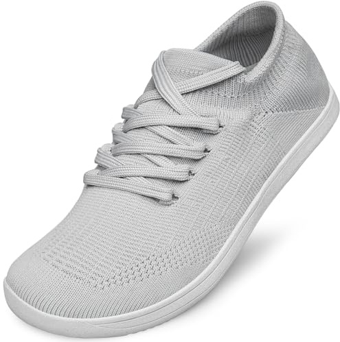 Raoendis Women Barefoot Shoes Wide Toe Box Trainers, Minimalist Wide fit Trainers Comfortable Walking Sneakers for Trail Running Fitness