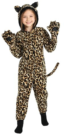 Wbesty Costume de guépard pour enfants Combinaison animalier Tenue de Noël et d'Halloween Costume de cosplay léopard pour enfants, 8-10 ans