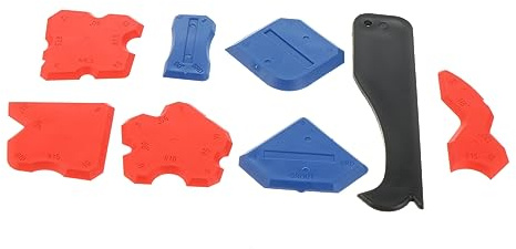 BAZEITFLOW Set 8 Pezzi Strumento Per Calafataggio in Silicone Raschietto Per Giunzioni Di Bellezza Kit Multiuso Per Rimozione Colla Utensili Calafataggio Per Cucina Bagno Porte Finestre
