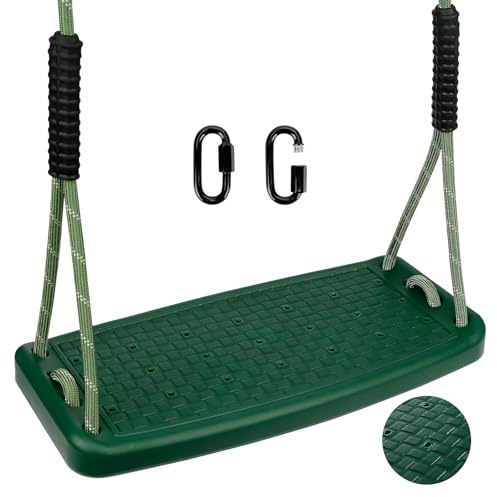Yyiwhmy Columpio para exteriores, asiento de plástico antideslizante con cuerda ajustable (1,3 m - 2 m) y 2 mosquetones, columpios de jardín para jóvenes y adultos, color verde, 270 kg