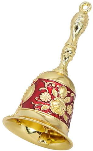 Red Gold Christmas Handbell, Xmas Party Dinner Bell, Service Bell Wedding Bells Pet Training Bell Jingle Bell