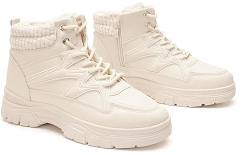 GLAMORA Botines de Invierno para Mujer con Interior de Pelo, Resistentes al Agua, Cremallera Lateral, Plataforma y Suela Antideslizante