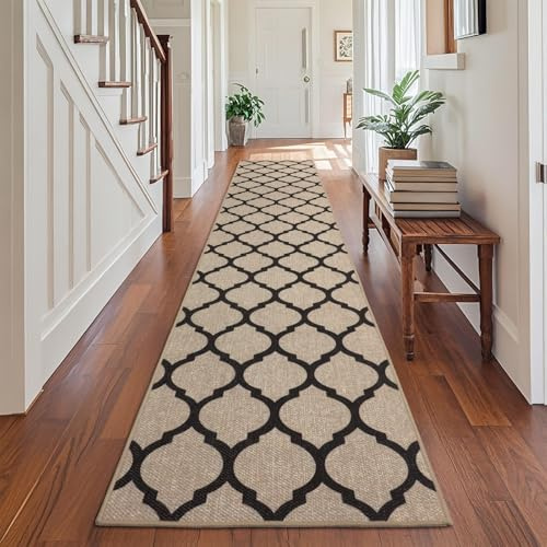 TUKDAK Boho Runner Rugs for Hallway Non Slip 60x300cm, Woven Runner Rugs for Kitchen, Braided Absorbent Long Floor Carpet, Washable Floor Mat for Entryway, Entrance, Bedroom, Hall