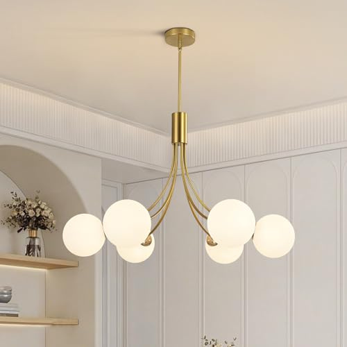 KCO Lighting Lámpara de Araña Moderna 6 Luces Sputnik Cristal Dorado