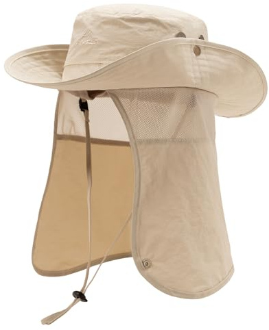 TOP-EX UPF 50 Sonnenhut mit Nackenschutz, für große Köpfe, warm, Beige L/XL