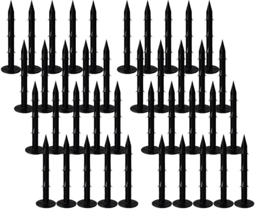 DOITOOL Estacas para Jardín de Plástico Negro 16 Cm, Paquete 100 Unidades, Clavos de Fijación para Césped, Redes y Lonas, Herramienta Resistente para Jardinería y Anclaje de Exterior