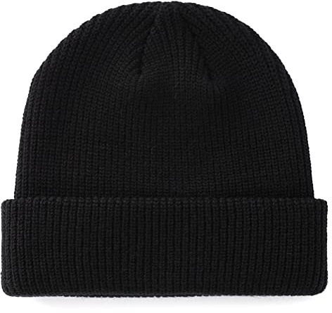 Decentron Classic Men's Warm Winter Hats Thick Knit Cuff Beanie Cap Daily Beanie Hat (Black)(Size: M)