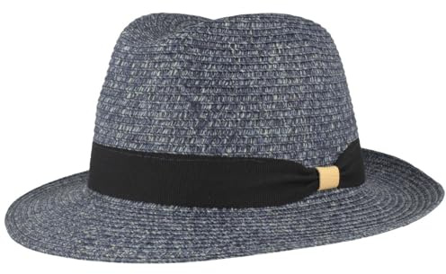 Breiter Sombrero de Sol Estilo Bogart Sombrero de Verano de Paja de Papel 100% Ligero Flexible Agradable a la Piel y Cómodo, Color Azul M