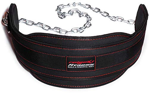 Raigeki Fitness Dip Gürtel mit Kette, 106cm Stahlkette, (+ Trainingspläne) - Gewichte Gürtel für Krafttraining, Bodybuilding, Gewichtheben & Klimmzüge für Frauen und Männer