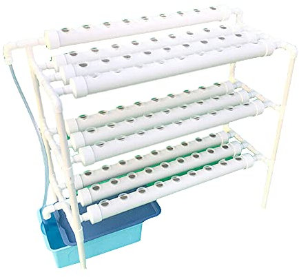 Fetcoi Hydroponic Grow Kit, PVC Hydroponisches Anzuchtsysteme, Hydroponisches Rohr Soilless Kultivierung Gemüsepflanze Wachsen Kit(3 Lagen/90 Löchern)