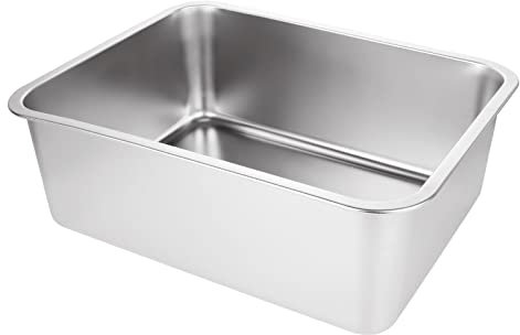 Aselected Washing Up Bowl, 304 Stainless Steel Large Rectangular 17 Litre Washing Basin, Dishtub, Mixing Bowl, Plastic Free, 45X35X15CM