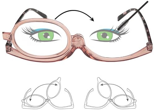 Vergrößerungs-Make-Up-Brille,Klappbaren Brillenglas,Makeup Lesebrille Frauen,Vergrößerungs-Make-Up-Gläser,Lesebrille Rotierende,Drehbare Make-Up-Brillen,Make-Up-Lesebrillen Damen,Make Up Brille +3.0