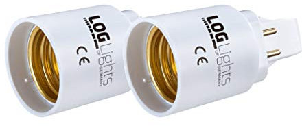 2 x G24-Q G24Q 4-Pin Adapter auf E27 Sockellänge 15 mm f. LED Leuchtmittel LoG