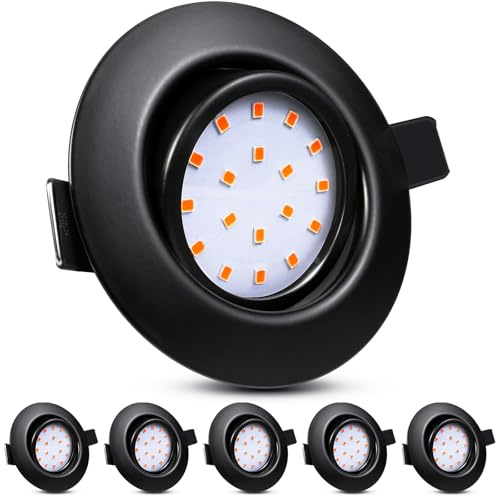 Wondlumi 6X 5W LED Downlights Ceiling Ultra Slim Recessed Lights 3000K | 240V Round Black Downlight for Bedroom, Cutout Ø72-80mm