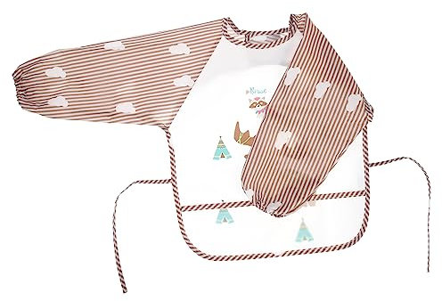 ANDRESLAD Toddler Waterproof Eating Smock Pockets Long Sleeve Baby Feeding Apron Baby Play Smock Colorful Design