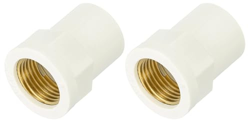 QUARKZMAN 2 Piezas de Conexiones de Tubería de PVC, 20mm 1/2 PT Hembra Roscada de Latón Acoplamiento de Tubería Adaptador de Manguera Conector para Fontanería de Alcantarillado, Blanco
