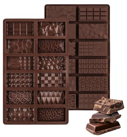 FRUHLING 2 stampi in silicone per cioccolato, cioccolatini, caramelle, senza BPA, per fai da te, cioccolatini (marrone)