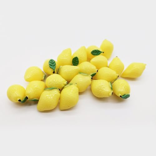 QIUMING 20 Piezas Simulación Frutas Artificiales Decorativas Frutas Artificiales De SimulacióN De Frutas Frutas de Artificiales para artesanías de Bricolaje, Mini decoración de casa (20, limón)