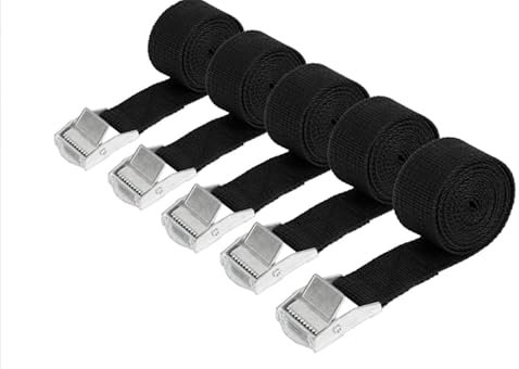 4 Piezas Correa de Amarre, 25 mm x 2.5 M Cinchas de Amarre con Correas Tensoras, Correas de Sujeción de Correas Tensoras con Hebilla para Bicicleta Moto Coche Equipaje Camping, con Silbato