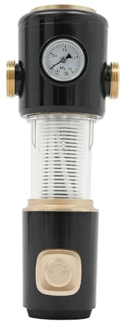 Fyssnn Filtro de retrolavado de 1 pulgadas, filtro de agua doméstica con indicador de presión de agua, filtro de acero inoxidable, giratorio 360°, presión de 2,45 MPa, para toda la casa, agua potable
