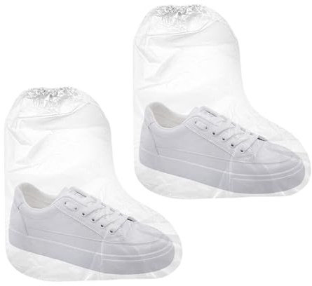 5 Pairs Waterproof Shoe Covers, Disposable Plastic Overshoes Boot Covers for Rain & Snow, Transparent Non-Slip Shoe Protectors with Elastic Bands for Cycling Camping Fishing Travel Outdoor Activities