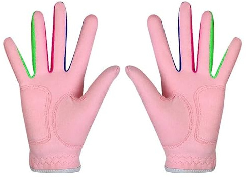 HJDGHU Golf Gloves Boys Girls Outdoor Sport Cloth Golf Gloves Breathable Anti-slipping 1 Pair 2 Color White Pink For Child(Pink,17)