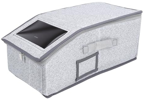 Fockety Organizer impilabile per cappellini da baseball, scatola porta cappelli per armadio, può contenere fino a 15 cappellini, con finestra trasparente e cartone, facile accesso (GRAY)