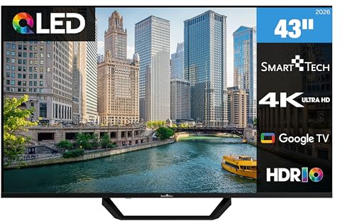 Smart Tech QLED 43QG06V2 Google TV HDR med 4K UHD-upplösning, bluetooth och trippeltuner, smart TV 43QG06V2 (2026)