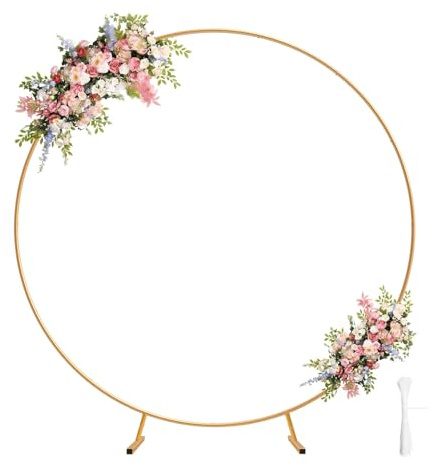 Chamvis Metal Round Balloon Arch Kit, 7.2ft (2.2m) Golden Round Arch Stand Kit: Garden Plants Vines Climbing Frame for Wedding Birthday Photo Background Party Supplies Decorations
