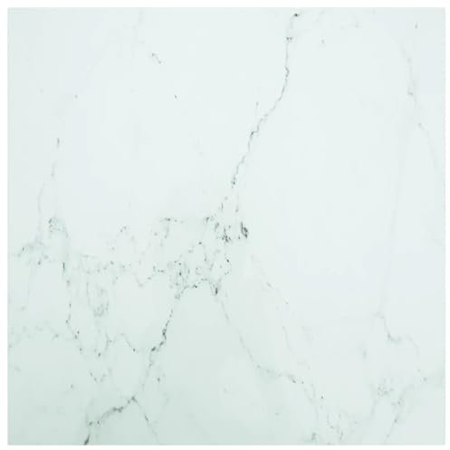 vidaXL Tischplatte Ersatztischplatte Marmorplatte Glasplatte für Esstisch Couchtisch Gartentisch Weiß 80x80cm 6mm Hartglas in Marmoroptik