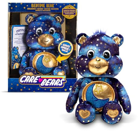 Basic Fun Care Bears Bedtime Bear Collectors Edition 35cm Medium Plush | Collectible Cute Plush Toy with Light-Up Belly, Cuddly Toys for Children, Cute Teddies Suitable for Girls and Boys Ages 4+
