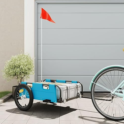 Festnight Fahrradanhänger XL Fahrradanhänger Lastenanhänge Fahrrad-Transportanhänger Radanhänger mit Kupplungel Oxford-Gewebe und Eisen Lastenanhänger Groß 45 kg Blau