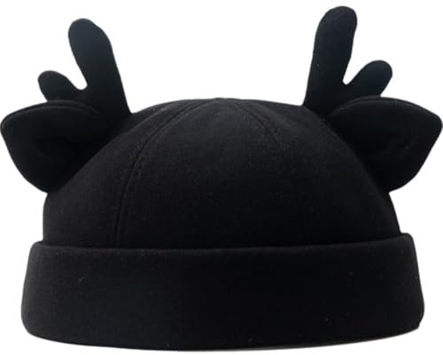 Ericetion Vermieter-mütze, Süßes Geweih, Melonenhut, Modische Straße, Herren-Docker-mütze, Hip-hop-mütze, Verstellbar, Randlos, Gerollte Manschette, Penny-Kappe