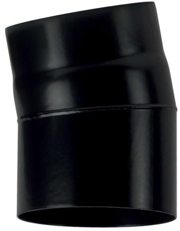 Canna fumaria Curva 15 DN 125 smaltato verniciato 600 gradi per stufa a legna tubo nero acciaio CE Made in Italy