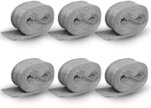 1.3 LB Steel Wool,6 Packs Fine Steel Wool Roll Hardware Cloth for Siding,Pipeline,Wall Cracks,Vents