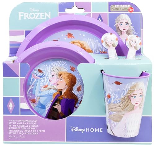 SET EASY 5 PCS (PLATO, CUENCO, VASO Y CUBIERTOS) EN CAJA FROZEN AUTUM LEAVES