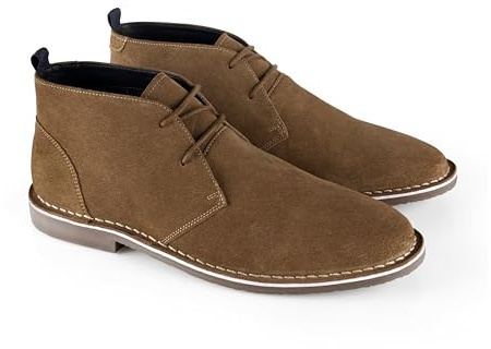 Catesby Sahara - Bottes de désert en daim premium pour homme, avec trois oeillets, style décontracté, pour homme, kaki, 44 EU
