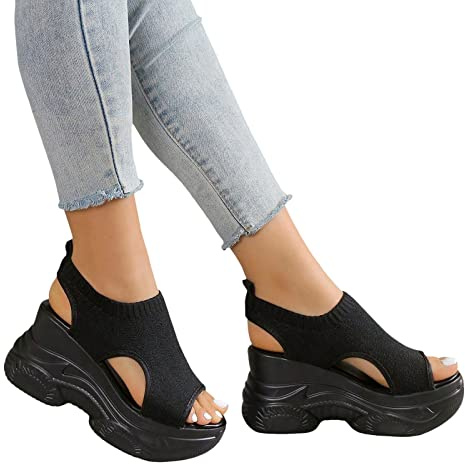 Chaussure Sandales Compensee Femme Confort Chic Et Elegant Orthopédiques Mary Janes pour Mariage Nu Pieds Tennis Compensées Chaussures De Travail Noir Escarpin