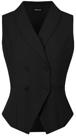 MINTLIMIT Women's Suit Vest Business Lapel 2026 Dressy Casual Sleeveless Button Down Trendy Fashion Double Breasted Waistcoat Black