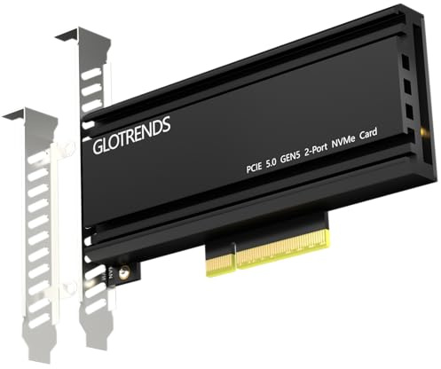 GLOTRENDS PA52L Dual M.2 NVMe auf PCle 5.0 X8 Adapter ohne PCIe-Verzweigung, Einrichtung eines Soft-M.2-NVMe-RAID über OS-Tool (PCIe-Verzweigungs-Motherboard erforderlich)