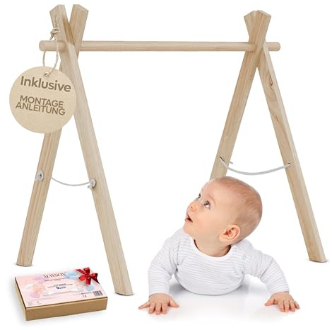 MAYSON Montessori - Arco de juego para bebé de madera, altura ajustable y libre de contaminantes, seguro a partir de 0 meses, perfecto para recién nacidos, sin colgante