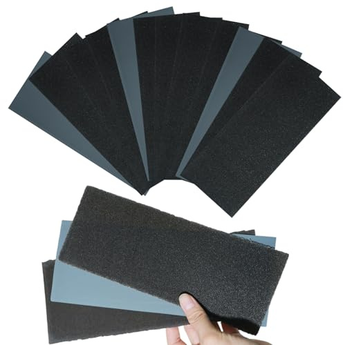 54 PCS Wet and Dry Sandpaper, 80 to 3000 Grit, 18 Types for Wood, Metal, Walls, Cars and Glass Sanding, 9x3.6 Inch Fine Sand Paper Pack