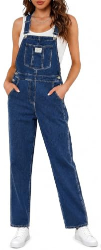Fengbay Denim Dungarees for Women UK Loose Wide Leg Denim Overalls | Adjustable Shoulder Straps Ladies Jean Jumpsuit, Handy Patch Pockets, Versatile Casual Outfit for All Seasons