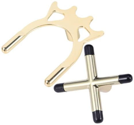 VALICLUD Cabeza de Puente para Taco de Billar Diseño Antideslizante y Desmontable, Material Metálico Baño de Cobre, Forma Cruzada, Paquete de 2 Piezas para Sala de Juegos
