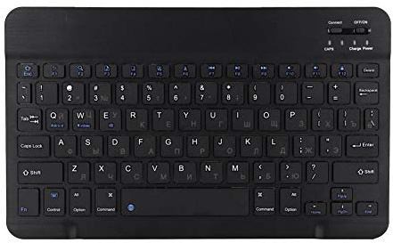 Trådlöst Bluetooth-tangentbord, universellt bärbart ultratunnt ryskt Bluetooth-tangentbord för tablet pc-smartphone kompatibel med iOS/Windows/Android, 10,1 tum